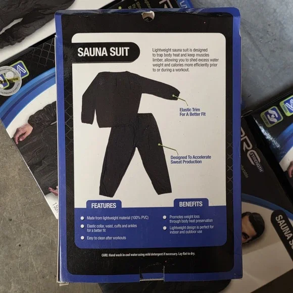 6 Pack - Pro Strength Unisex Sauna Suits - L/XL Lightweight & Comfortable Black - Picture 3 of 4